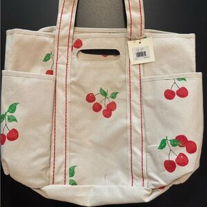New with Tags - Sol & Mer Cherry Print Canvas Tote Bag